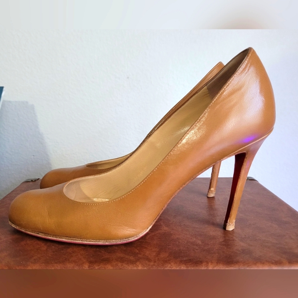 Christian Louboutin Camel-Colored  Simple 100 Pump, Sz 40